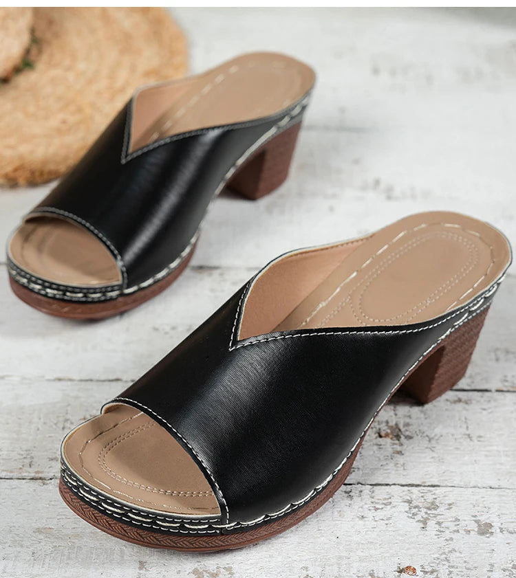 Women's Sandals Summer 2025 Heels Sandalias Mujer Peep Toe Woman ShoesCSummer Footwear Women Heeled Slippers Luxury Heeled Shoes