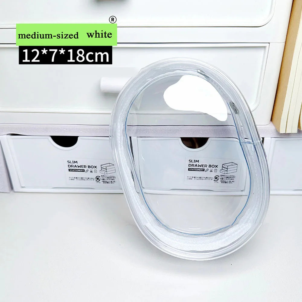 Transparent Outdoor Bag with Keychain Mystery Doll Display Storage Bags Dust-Proof Organizer Pouches Classic Doll Storage Bags white M