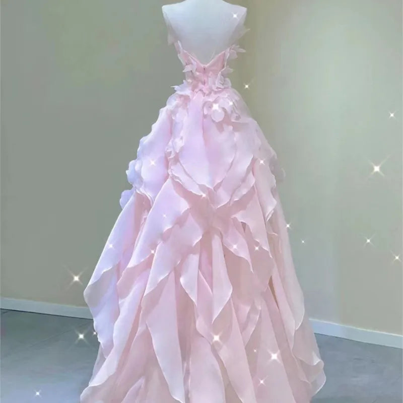 Pink Evening Dress Women's Light Luxury Banquet Toast Birthday Adult Badiee Stylez