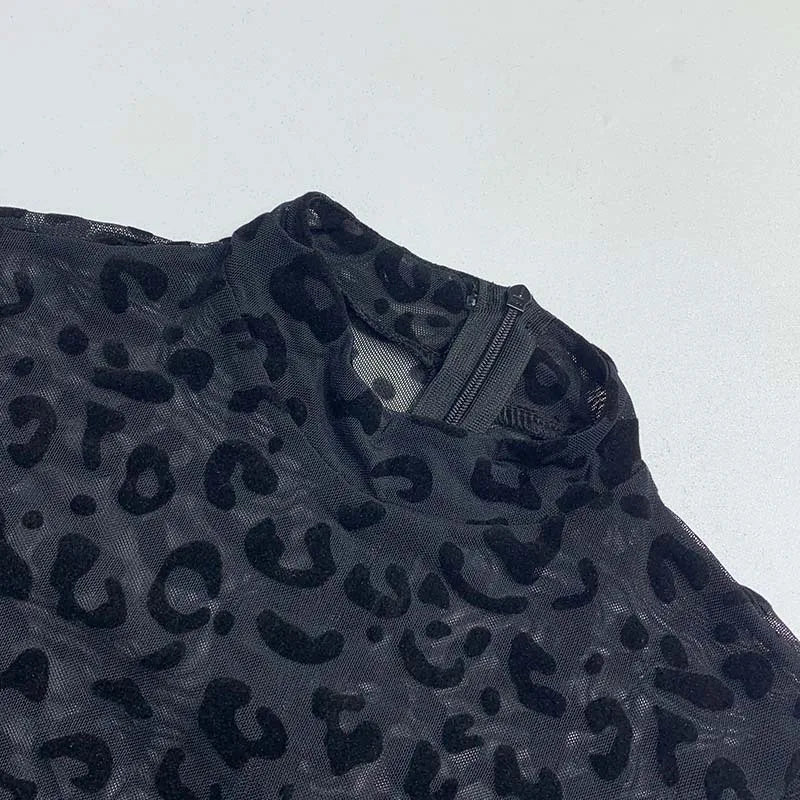 New women's Western style jumpsuit slim long sleeve sexy flocking perspective slimming jumpsuit Badiee Stylez