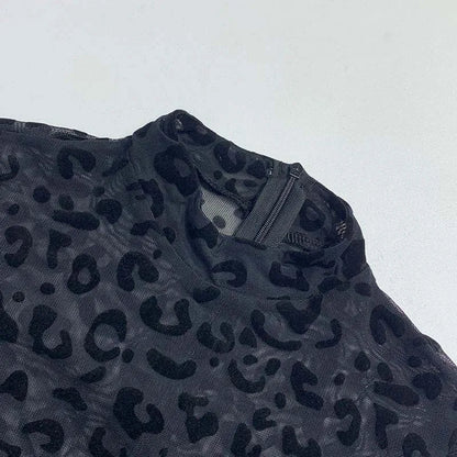 New women's Western style jumpsuit slim long sleeve sexy flocking perspective slimming jumpsuit Badiee Stylez