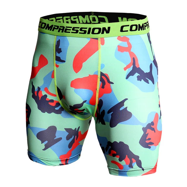 Compression Shorts Men 3D Print Camouflage Bodybuilding Tights Short Men Gyms Shorts Male Muscle Sport Elastic Running Shorts Camo Orange