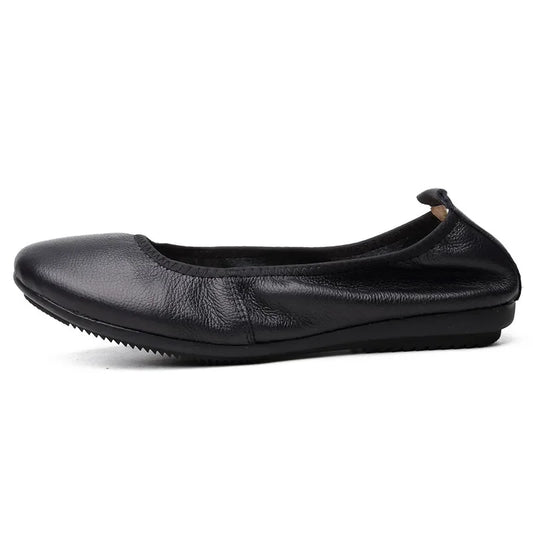 YAERNI Fashion Brand Women Shoes Leather Ballerina Ballet Flats Foldable And Portable Travel Pregnant Shoes For Bridal Wedding