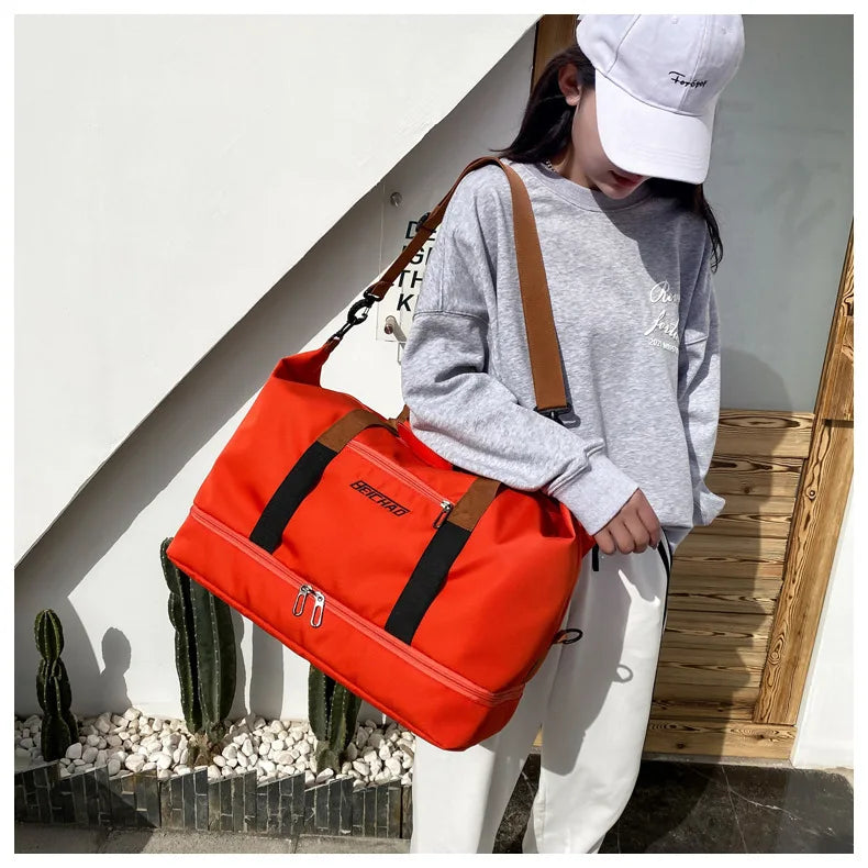 Large Capacity Travel Gym Bag Short-distance Luggage Portable Fitness Bags Shoulder Crossbody Handbags Men's Sports Waterproof B