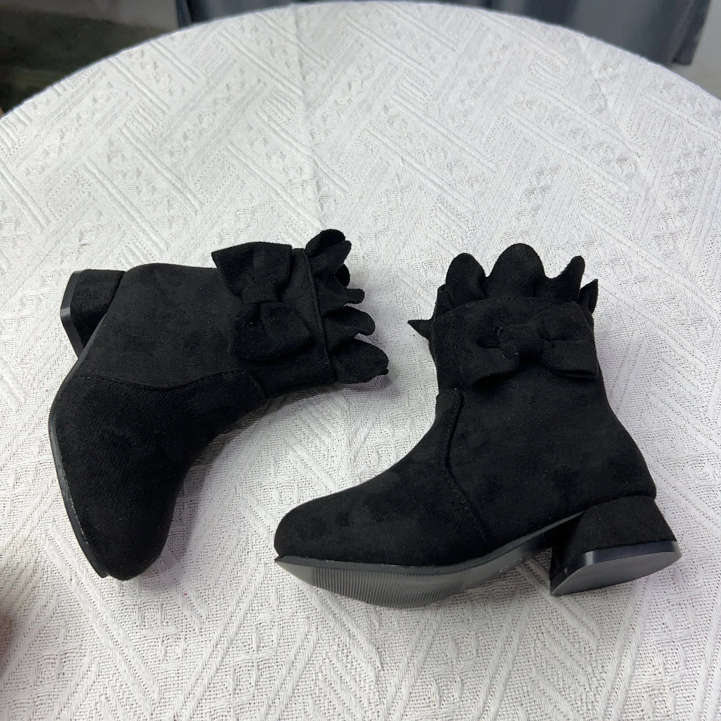 Spring Autumn Bow Girls Fashion Toddler Boots PU Leather Low Heel Kids Princess Boots Party Zip Children Ankle Baby Girl Shoes