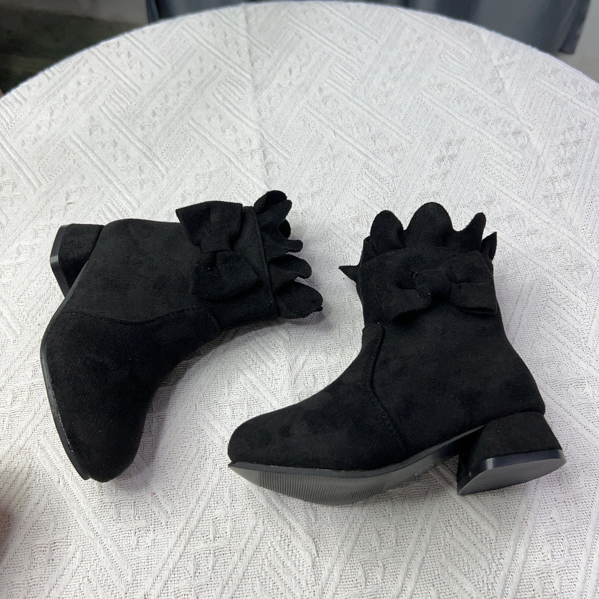 Spring Autumn Bow Girls Fashion Toddler Boots PU Leather Low Heel Kids Princess Boots Party Zip Children Ankle Baby Girl Shoes