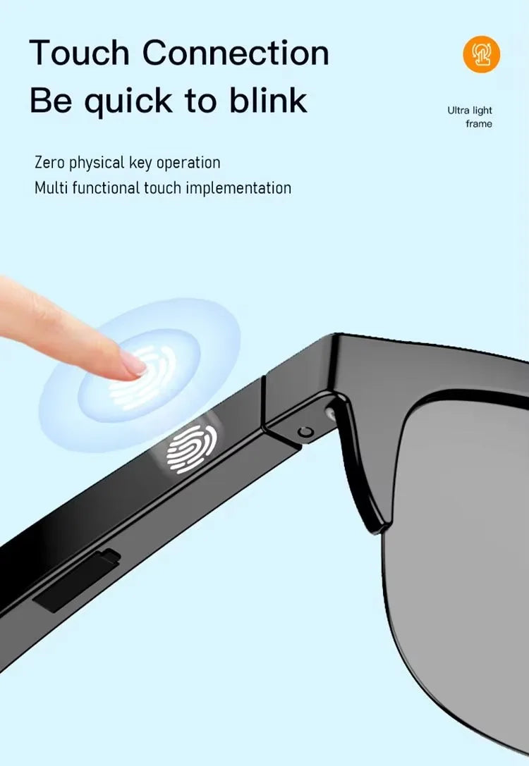 Xiaomi Bluetooth Glasses Earphones 2025 New Edition, Glasses with Earphone Function Smart Touch Waterproof Microphone Earphones Badiee Stylez
