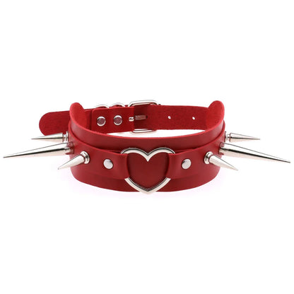 Punk Red Choker Necklace PU Leather Sexy Spiked Neck Strap Clavicle Collar Men Necklaces Hollween Women Y2K Jeweley Gift P021 red