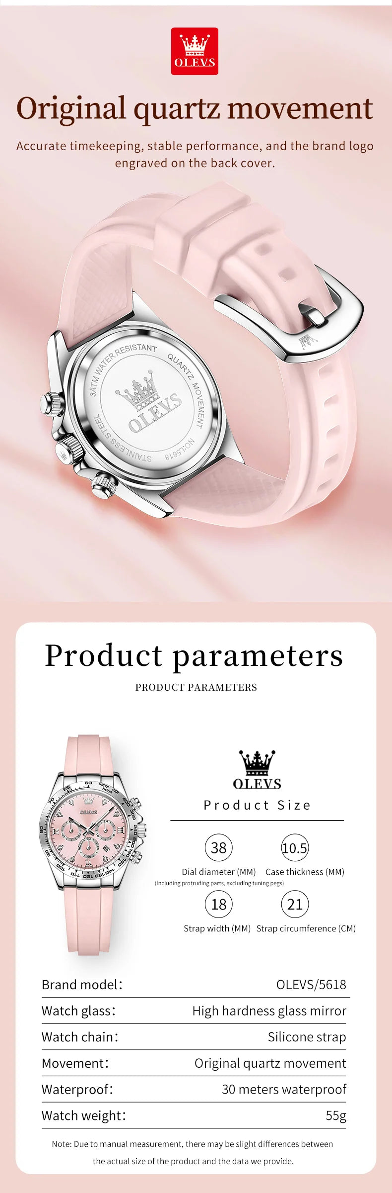 OLEVS 5618 Woman Watch Silicone Strap Luxury Brand Original Quartz Watch for Women Auto Date Waterproof Chronograph Ladies Clock