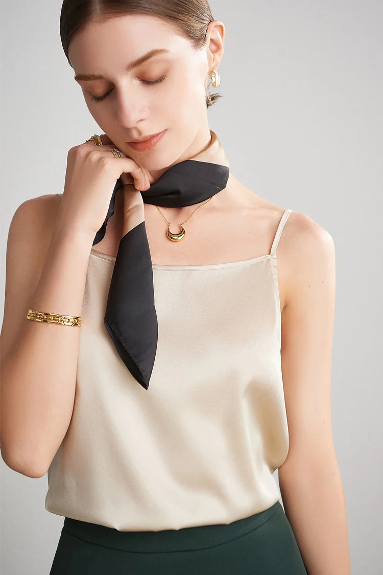 SuyaDream, Women 100%Real Silk Camisoles, 19MM, Solid Cozy Camis, 2024 Spring Summer Basic T shirts, White, Pink, Beige