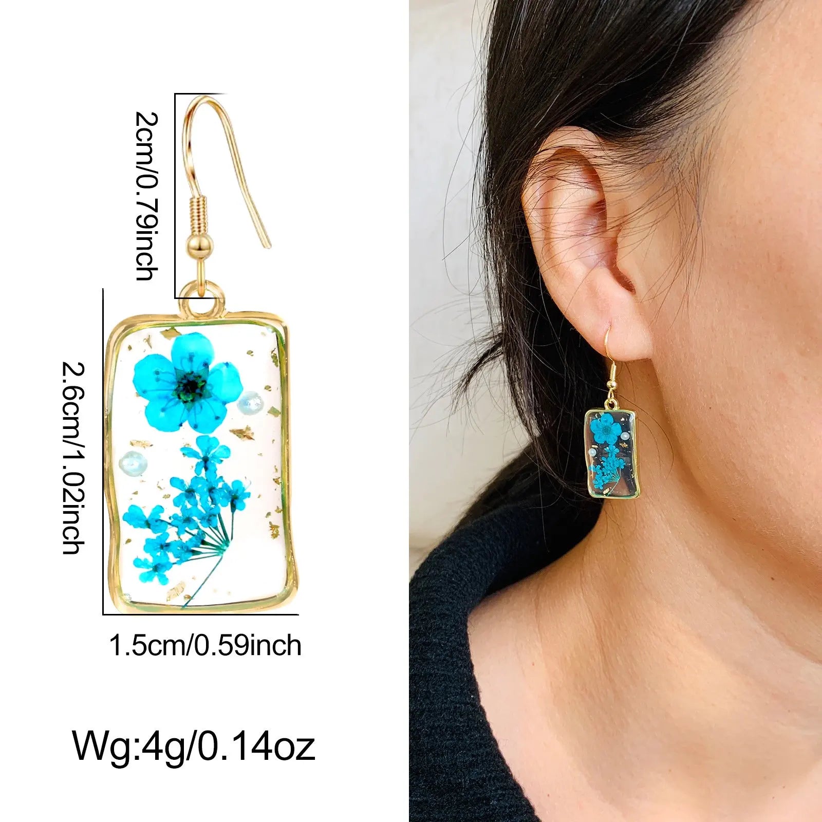 New In Earrings Dried Flower Crystal Dangle Hoop Earrings For Women Stainless Steel Diycharm Long Earring Cute Jewelry Wholesale