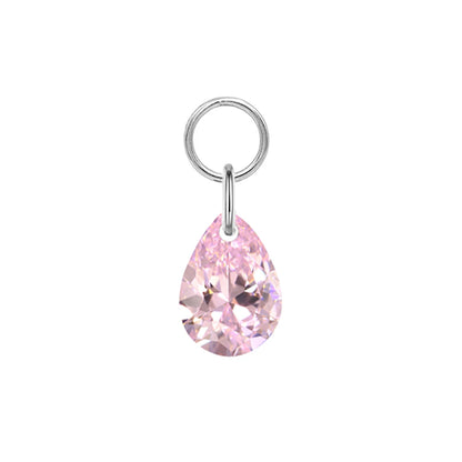 Hot Sale G23 Titanium Hinged Segment Ring Colored Zircon/Tourmaline/Corundum Drop Attachment Charms Piercing Body Jewelry Pear(Pink CZ) CHINA