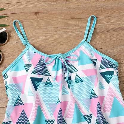 Plus size women's split swimsuit sexy slim printed sling bikini swimwear beach conservative swimsuits two-piece set beachwear