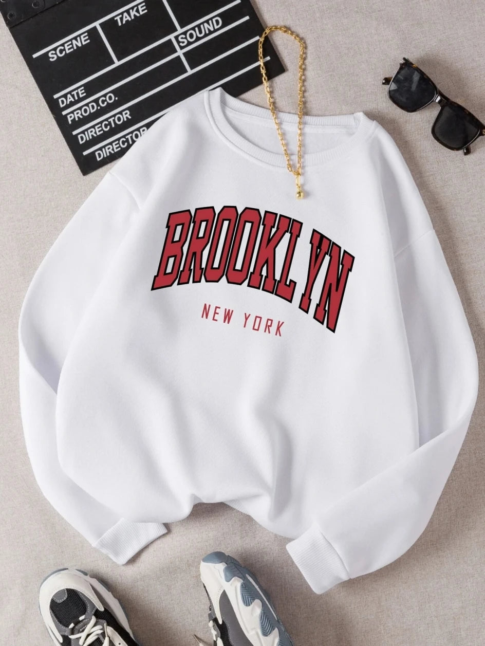 Brooklyn New Work Printed Hoodies Women Cotton Colorful Clothes Basic Trend Hooded Tops Be Durable Harajuku Hoodie Womens