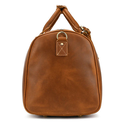 Luxury Genuine Leather Men Women Travel Bag Cow Leather Carry On Luggage Bag Travel Shoulder Bag Male Female Weekend Duffle Bag