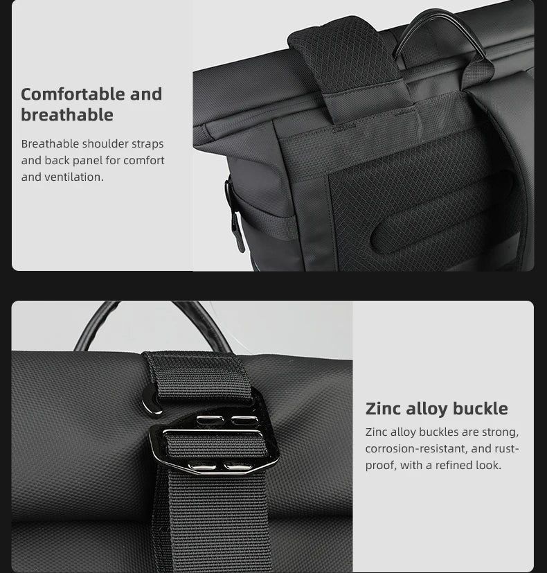 HcanKcan Expandable Roll Top Backpack Large Capacity Travel Outdoor Backpack Waterproof 17” Laptop Backpack Travel Camping Bags