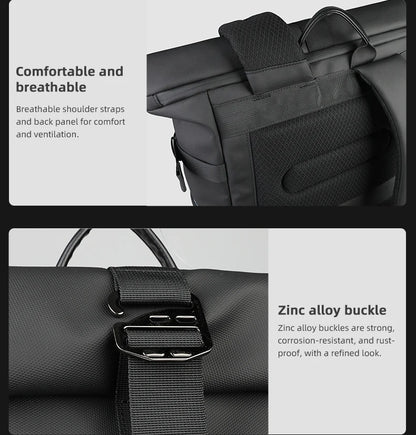 HcanKcan Expandable Roll Top Backpack Large Capacity Travel Outdoor Backpack Waterproof 17” Laptop Backpack Travel Camping Bags