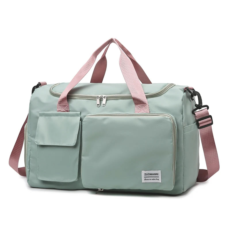 UNIXINU Carry On Travel Bag Large Capacity Weekender Overnight Duffle Bags with Shoe Compartment Sports Fitness Bags for Women green pink