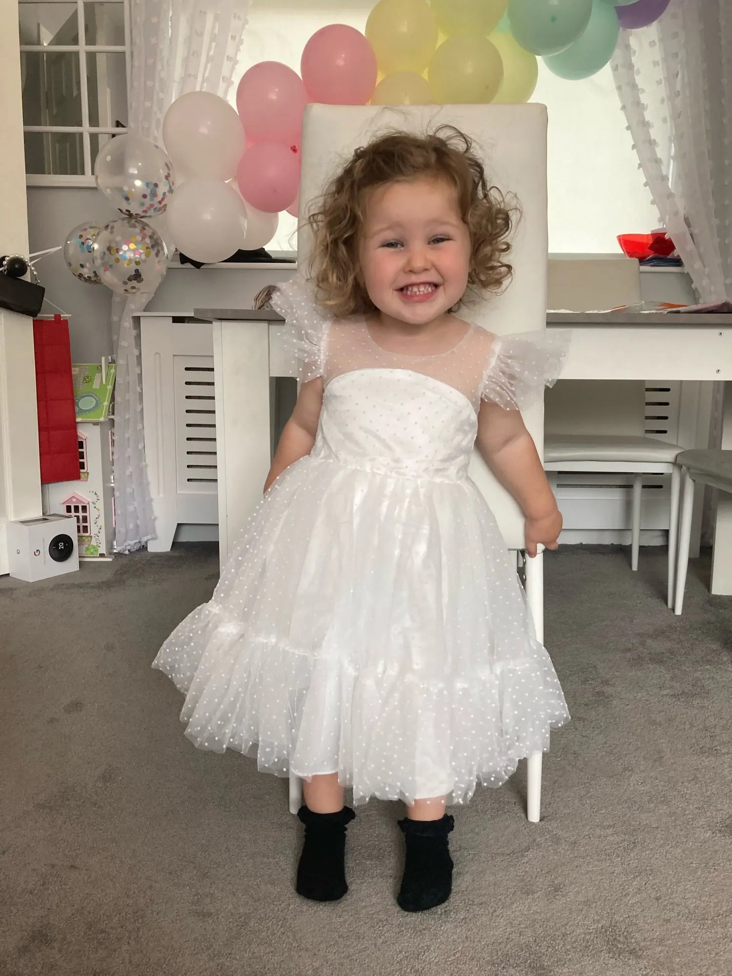 Elegant Girl Fluffy Dress Flower Baby Wedding Ceremony Costume Birthday Outfits White 1st Communion Tutu Gown Kids Gala Clothes