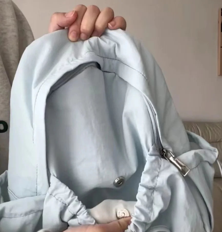 Simple And Versatile Drawstring Bow Large Capacity Backpack With Personalized Embroidered Name Nylon Backpack