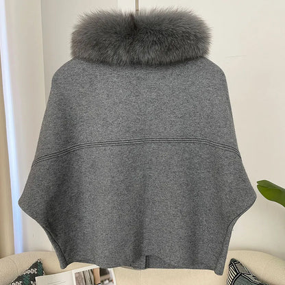 FURYOURSELF 2025 New Real Fox Raccoon Fur Collar Coat Knitted Sweater Women Short Sleeve Jacket Thick Warm Outerwear streetwear