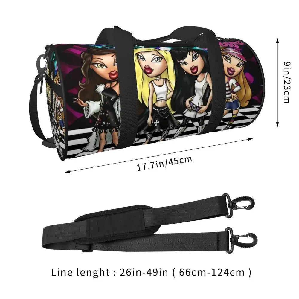 Bratz Glitter Sparkle Gym Bag Weekend Sports Bags Gym Accessories Travel Pattern Handbag Retro Fitness Bag For Male Female Badiee Stylez