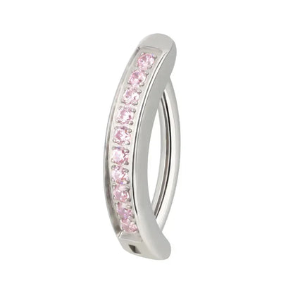 ASTM F136 Titanium PIERC Reverse Curved Clicker Navel Barbell Shiny CZ Sexy Belly Button Rings Bellybutton Sexy Piercing Jewelry TB-1266-Pink CHINA