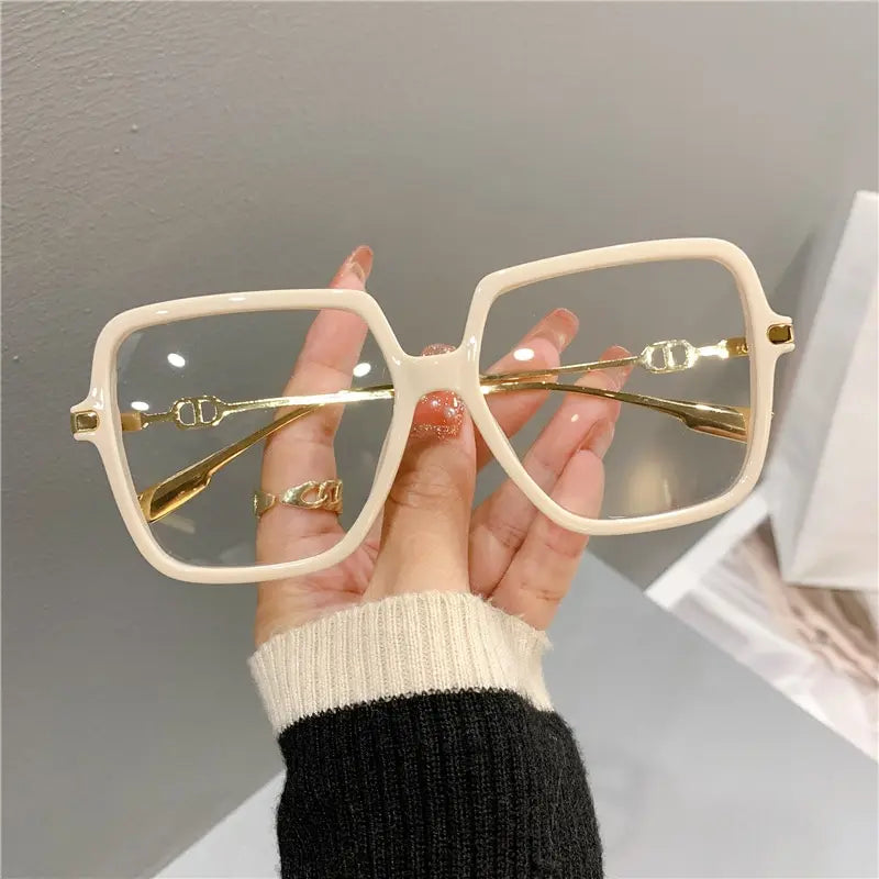Fashion Oversized Square Eyewear Retro Womens Light Bloking Metal Frame Glasses Trend Optical Computer Eyeglasses Badiee Stylez