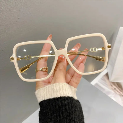 Fashion Oversized Square Eyewear Retro Womens Light Bloking Metal Frame Glasses Trend Optical Computer Eyeglasses Badiee Stylez