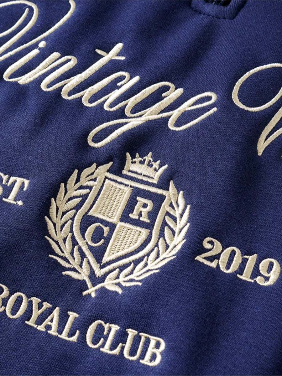 Vintage Letter Embroidery Sweatshirt Women Zipper Lapel Collar Long Sleeve Sweatshirts Autumn Streetwear Fashion Sport Pullovers