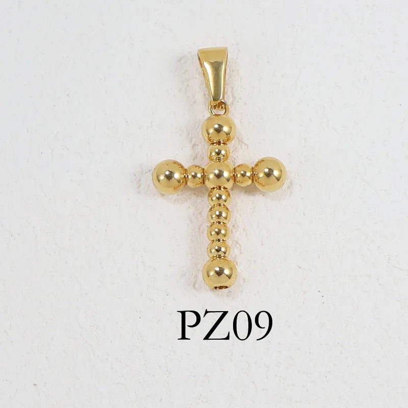 RHYSONG Geometric Stainless Steel 18K Gold Plated Snake Cross Palm Conch Mushroom Pistol Pendant For Women Diy Findings Jewelry