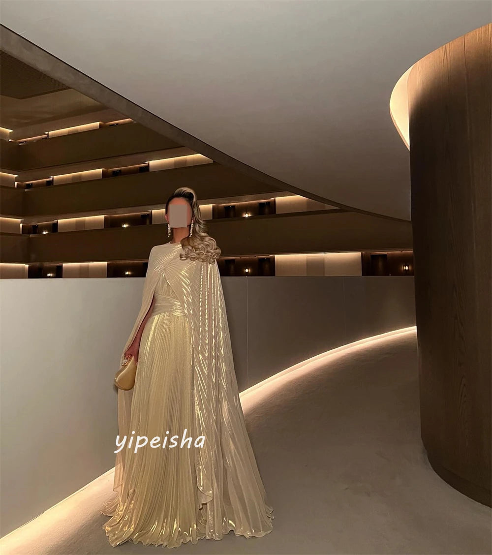 Customized   Organza Draped Pleat Formal Evening A-line Jewel Bespoke Occasion Gown Long Dresses Badiee Stylez