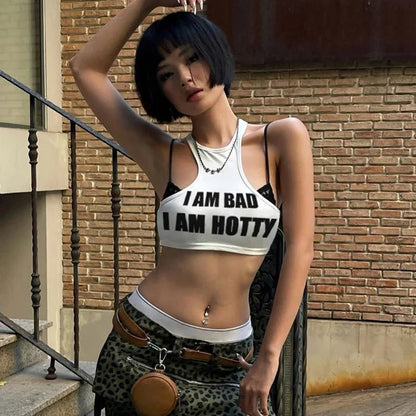 PixieKiki Letter Print Fake Two Pieces Racerback Tank Top Women Trendy Clothes 2024 Summer Y2k Crop Tops Streetwear P67-CA10