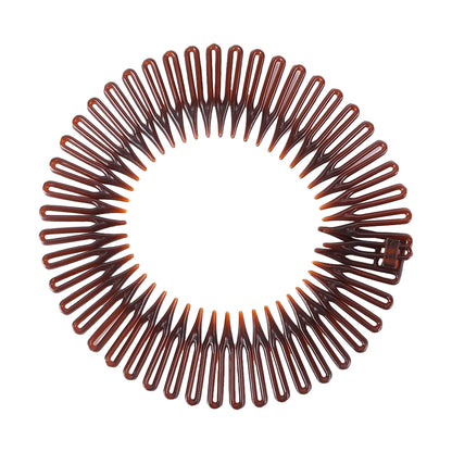 Rhinestone Plastic Full Circle Stretch Diamond Flexible Comb Women Girl Flexible Plastic Circle Teeth Hair Accessories Wholesale coffee