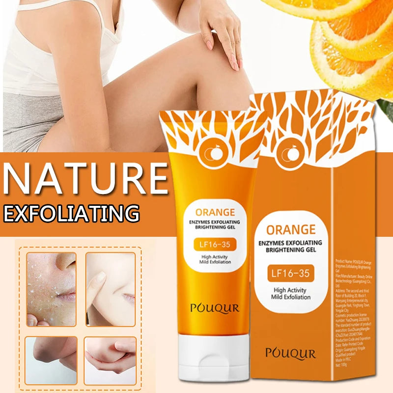 Orange Exfoliating Gel Cream Moisturizer Face Body Scrub Gel Deep Cleansing Moisturizing Facial Exfoliator Peeling Face Scrub 100g
