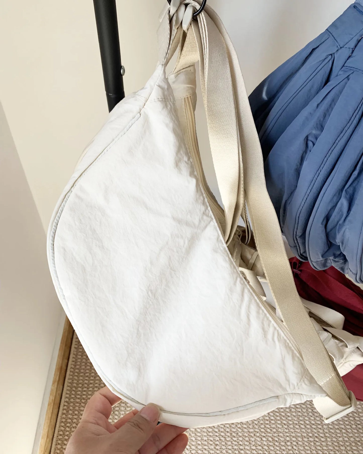 Casual Nylon Hobos Shoulder Bags for Women Lightweight Portable Ladies Crossbody Bag Simple Solid Color Female Handbags Purse