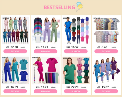 HZMNOI Short Sleeve Nurse Dress Uniform Stylish Female Womens Tie Up Medical Scrubs Nurse Uniform Medical Spa Women Uniforms Badiee Stylez