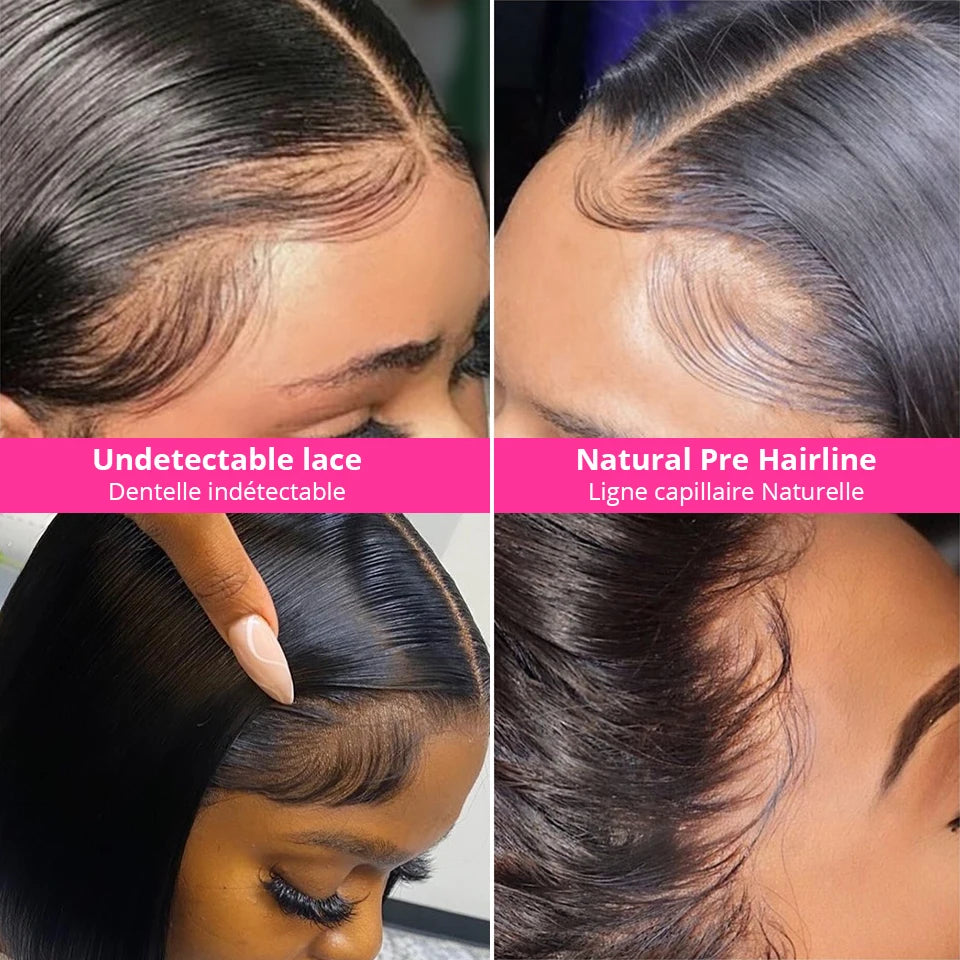 Bone Straight Short Bob Wigs 100% Human Hair Wigs Wear and Go Glueless Lace Front Wig Brazilian Lace Front Human Hair Wigs 180%