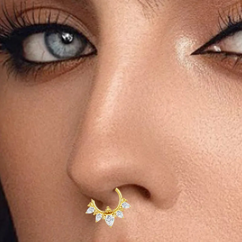 F136 Titanium Nose Ring for Men and Women 16G 8mm Hoop Septum Nose Piercing Jewelry Cartilage Earrings CZ Body Jewelry G23