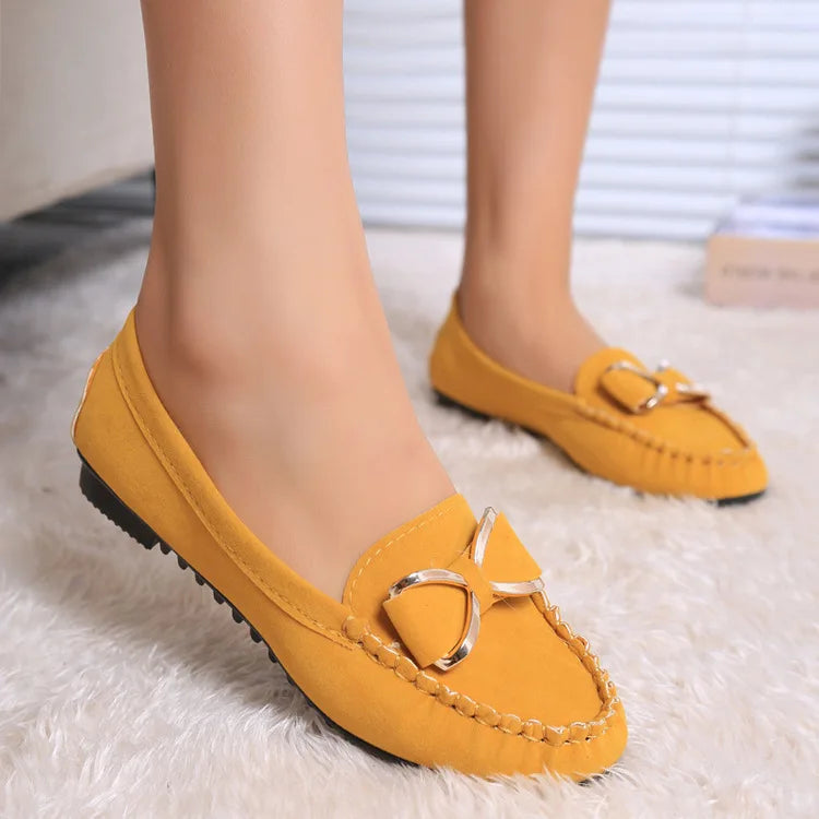 Women's Flat Shoes Fashion Casual Lofers 2023 Ladies Elegant Butterfly-Knot Comfortable Shoes Women Soft Classic Office Shoes Yellow