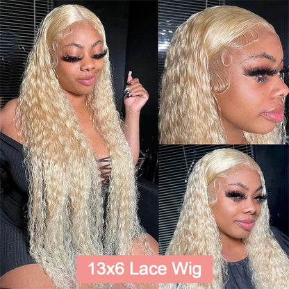 613 Blonde HD Lace Frontal Wig 13x4 13×6 Deep Wave Lace Front Human Hair Wig Colored Curly Wigs Water Wave Wigs For Women ﻿ ﻿ Badiee Stylez
