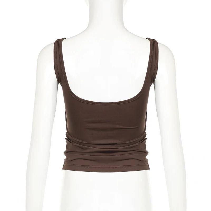 Women Sexy Tank Tops New Summer Solid Fashion Folds Sexy Backless Partywear Camisole Elegant Casual Slim Lady Tank Tops Clothing