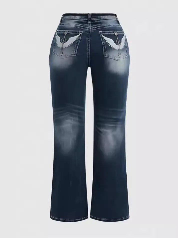 Women's simple Denim flared pants European and American style casual jeans suitable for daily travel - Badiee Stylez