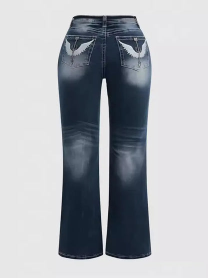 Women's simple Denim flared pants European and American style casual jeans suitable for daily travel - Badiee Stylez