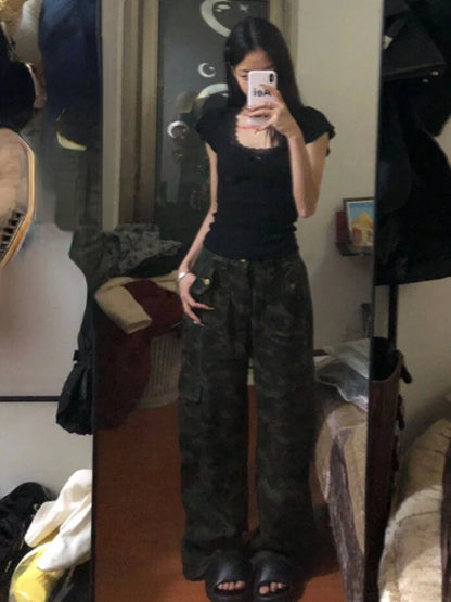 2025 Y2k Aesthetic Lace Patchwork Crop Top Streetwear Harajuku Women Vintage U Neck T-shirt Streetwear Bow Bottoming Grunge Tees