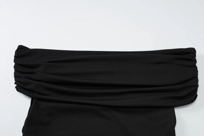 Dulzura Sleeveless Off Shoulder Ruched Bodycon Crop Top Solid Sexy Elegant T-Shirt Party Club Streetwear Spring Summer Top