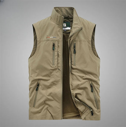 Men's Summer vest 2024 Thin Style Multi Pocket Waterproof Durable Large Size Casual Outdoor Travel Vest Men's Sleeveless Jacket