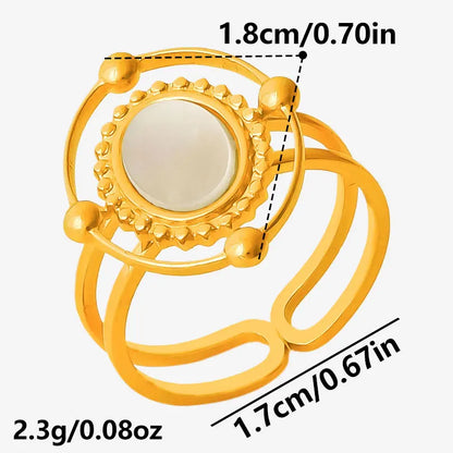 Sea Jewelry Shell Leaf Geometric Round Stainless Steel Rings For Women Men Accessories Open Adjustable Ring Beach Holiday Bagues