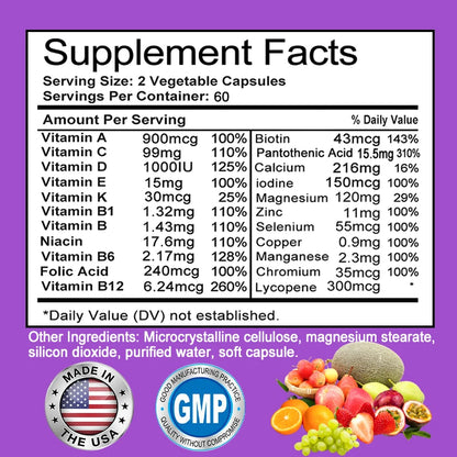 Men's Multivitamin - Supports Circulation, Muscle Growth & Immune System, Vitamin & Mineral Supplement, 120 Capsules