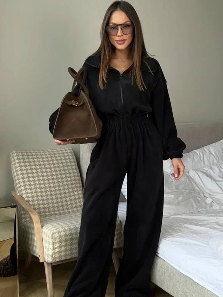 Jumpsuits Women Rompers One Piece Full Sleeve Zipper Overalls Long Pants Elastic High Waist Rompers Y2k Streetwear Jumpsuit 2025 Badiee Stylez